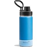 Mollcity Kids Insulated Water Bottle-16 oz Stainless Steel Vacuum Wide Mouth Sports Flask with Silicone Boot-Reusable Metal Leak Proof Travel Water Bottle for Girls Boys, BPA-Free(Sky Blue)