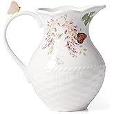 Lenox 893452 Butterfly Meadow Pitcher | hand wash only | 6.26 x 8.25 inch | floral design, table decor | 60oz, gift for women, table decor item