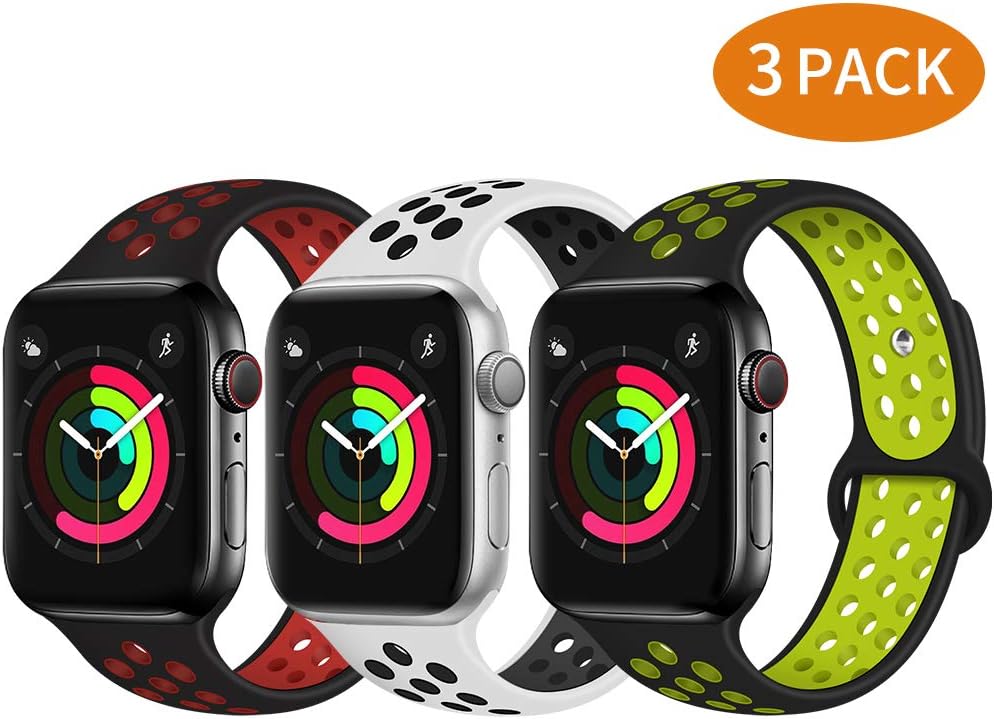 Bravely klimbing Compatible with App le Watch Band 44mm 42mm 40mm 38mm, Soft Silicone iWatch Bands Replacement Sport Bands for iWatch Series 5 4 3 2 1 for Men and Women S/M M/L
