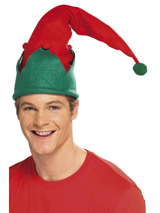 costumebakery - Kostüm Accessoires Zubehör Lange Weihnachts-Elfen Kobold Mütze Schlafmütze, Christmas Elf Hat, perfekt für We