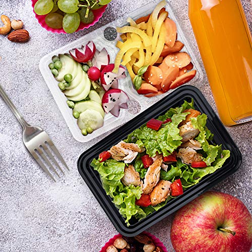 Enther 36oz Meal Prep Containers 20 Pack 3 Compartment with Removable ...
