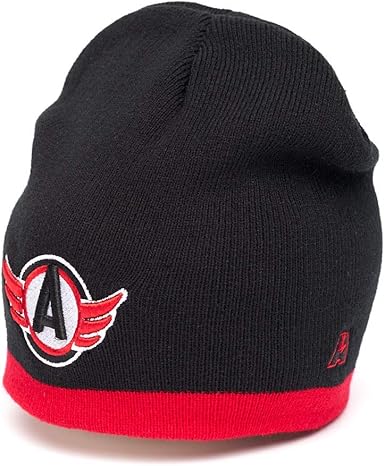 black and red beanie hat