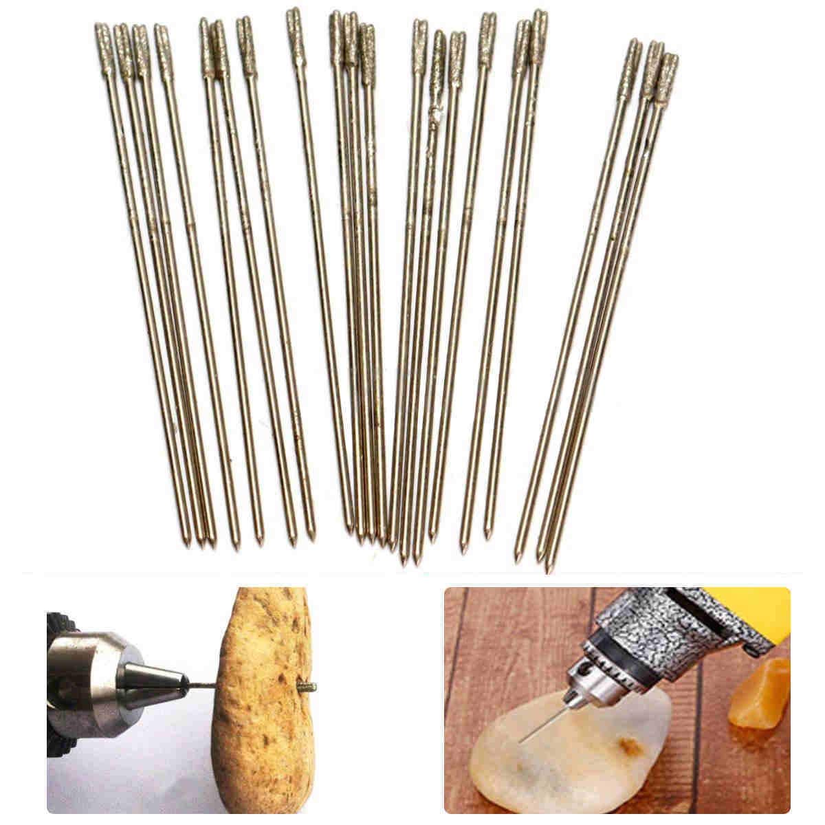 1mm Diamond Glass Jewellery Drill Bits Tipped, 1mm Diamond Coated Lapidary Drill Bits, Solid Bits Needle, Agate Drill Bit for Jewelry Agate, 20pcs/Pack