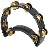 RhythmTech RT1011 Tambourine, Brass Jingles, Black | 0