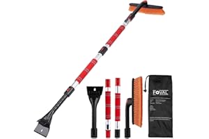 FOVAL 62.4" Snow Brush - Ice Scrapers for Car Windshield, 360°Pivoting Brush Head, Comfortable Foam Grip, Extendable Snow Removal Car Brush for Trucks SUVs, Essential Winter Tool