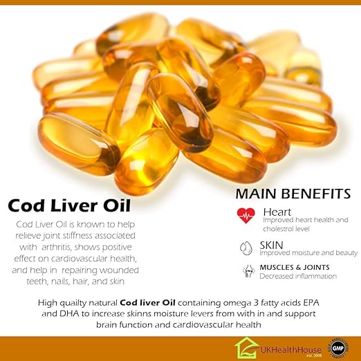 UKHealthHouse Cod Liver Oil Capsules 1000mg x 120 High Strength