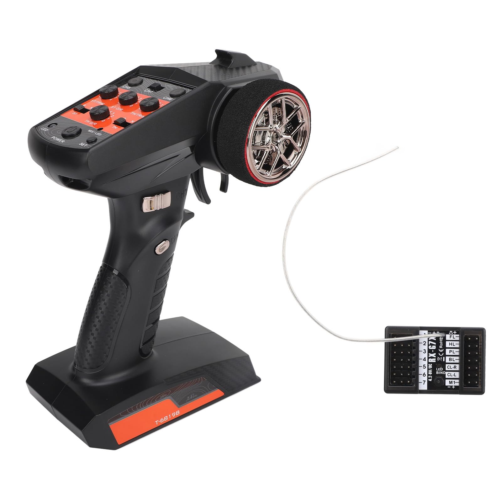 equlup RC Receiver Controller Set, 2.4G 7CH Radio System Transmitter Remote Controller with Receiver 7 Channels Remote Controller for RC Car Boat