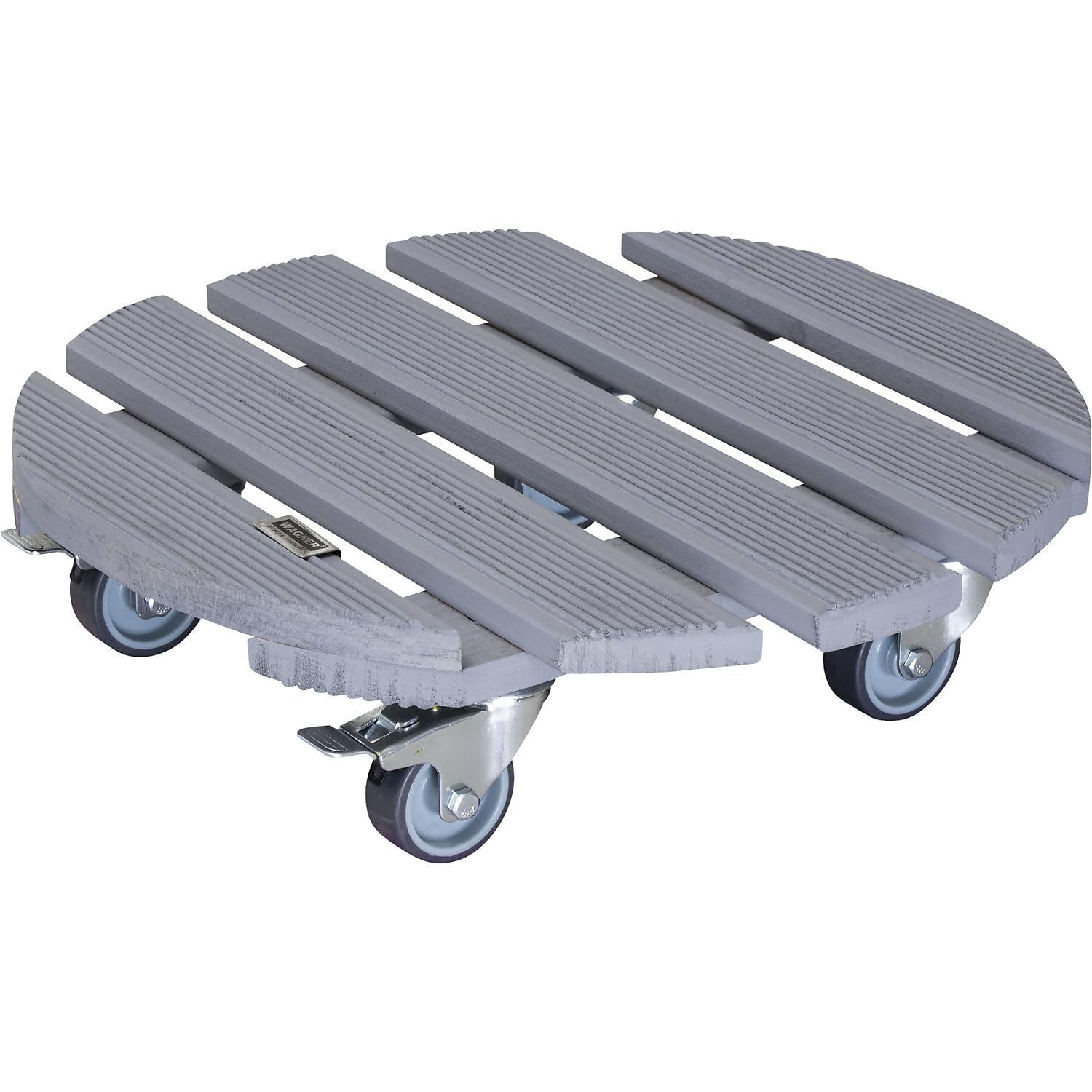 WAGNER Plant trolley CREO Ø 38 x 10,5 cm I Flower trolley made of FSC®-certificated solid wood for indoor + outdoor use, beech grey, 2 total breaks I Load capacity 200 kg I Made in EU - 20086301