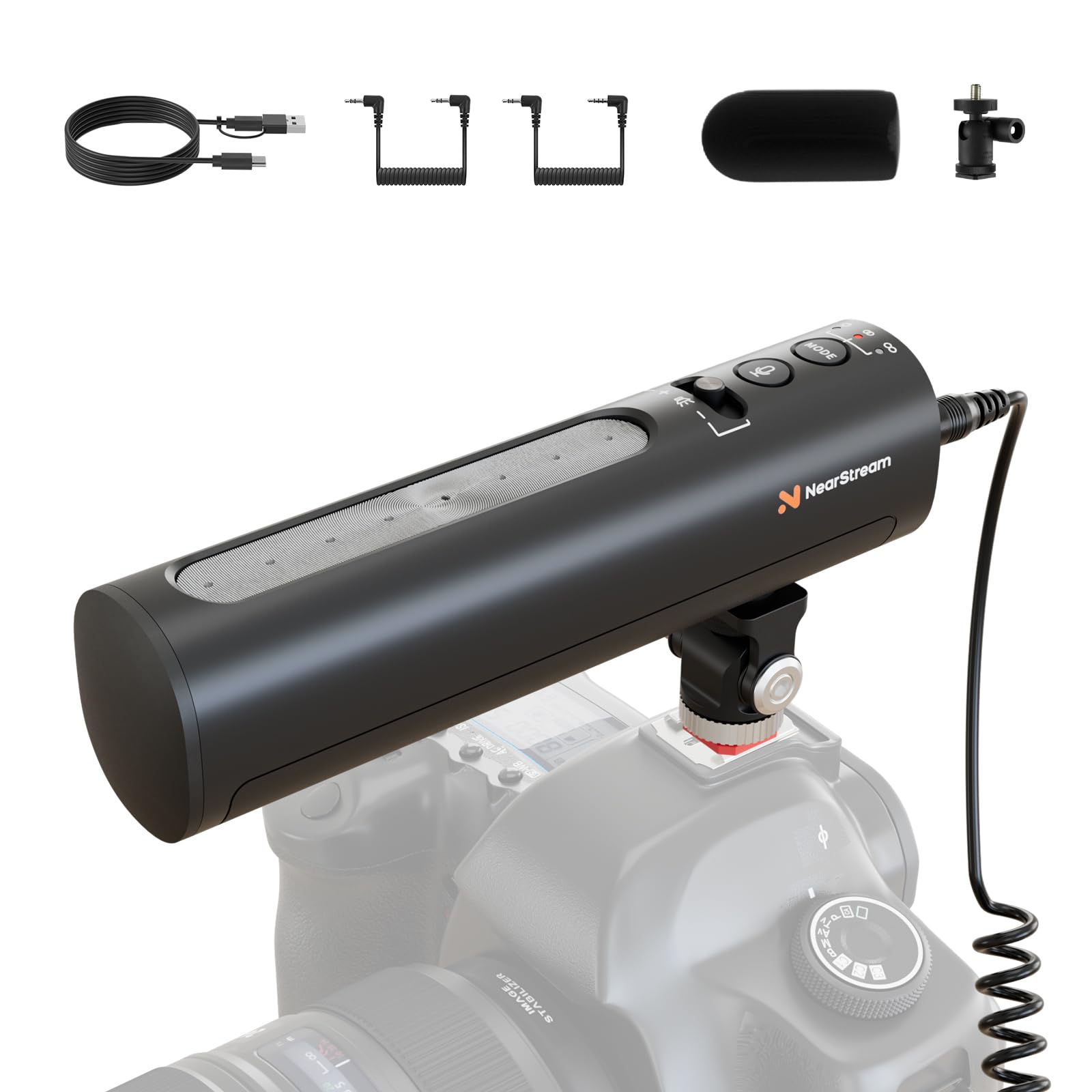 NearStream Podcast Microphone with 3 Polar Pattern, USB Microphone for PC, Computer, Camera, Smartphone,Studio Microphone,Condenser Microphone for Streaming, Recording, Music, Zoom, YouTube AM10B