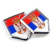 Newperlite Serbia Flag Decal Sticker Car Emblem Serbian Flag Car Decoration Accessories Chrome Shield for Truck Vehicles Cars, 2 Pack