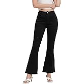 ZMTUO Women's High Waisted Flared Jeans Distressed Black & White Stretch Denim Pants for Casual Wear