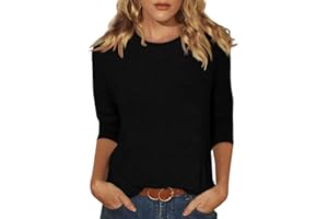 BARNRAE Custom t Shirts Women's Fashion Casual Seventh Sleeve Printed O-Neck Pullover T-Shirt Top