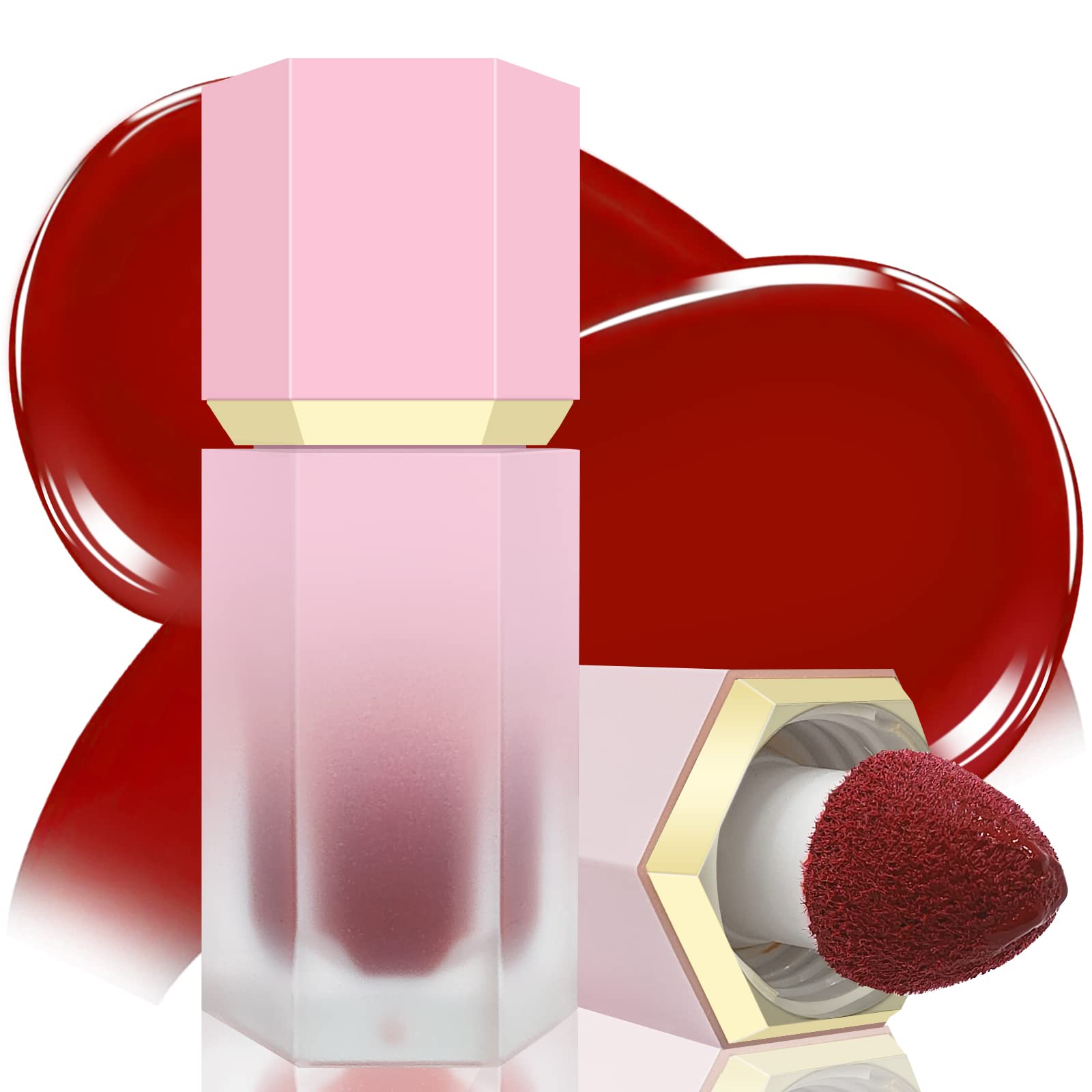 Photo 1 of BEFIVECOK Liquid Blush for Cheeks, Soft Cream Blush with Cushion Applicator, Dewy Finish Matte Velvet Texture, High-Pigmented Blendable, Long-Wearing Rubor Makeup | #08 ARDOUR-Chili Red