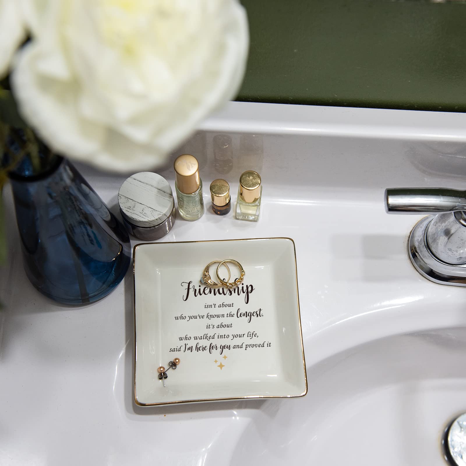HOME SMILE Ceramic Ring Dish Jewelry Tray for Mom Sister Friends