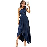 Aevomsyn One Shoulder Satin Bridesmaid Dresses Long for Women 2026 High Low A Line Pleated Formal Evening Gown