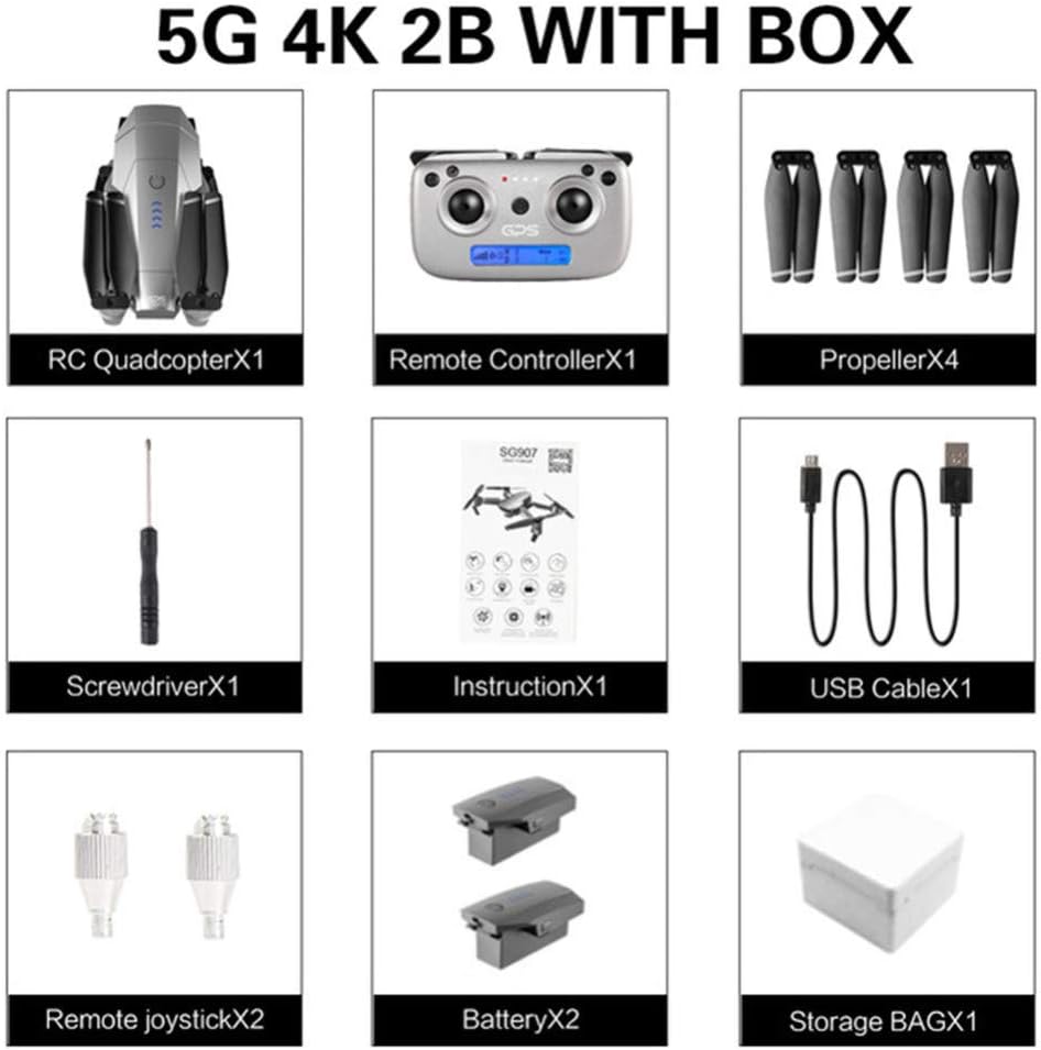 s61Ylu Mini Drone SG907 GPS Drone with 4K 1080P HD Dual Camera 5G WiFi RC Quadcopter Optical Flow Positioning Foldable Mini Drone VS E520S E58 (Foam Box 4K Two-Battery)