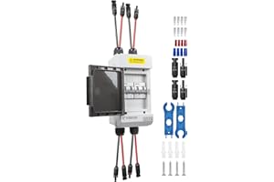 Pjerjzn Solar Panels Disconnect Switch 60A 400VDC PV Shut Off Switch Outdoor 2 String Circuit Breaker Box IP66 Waterproof UV-Proof