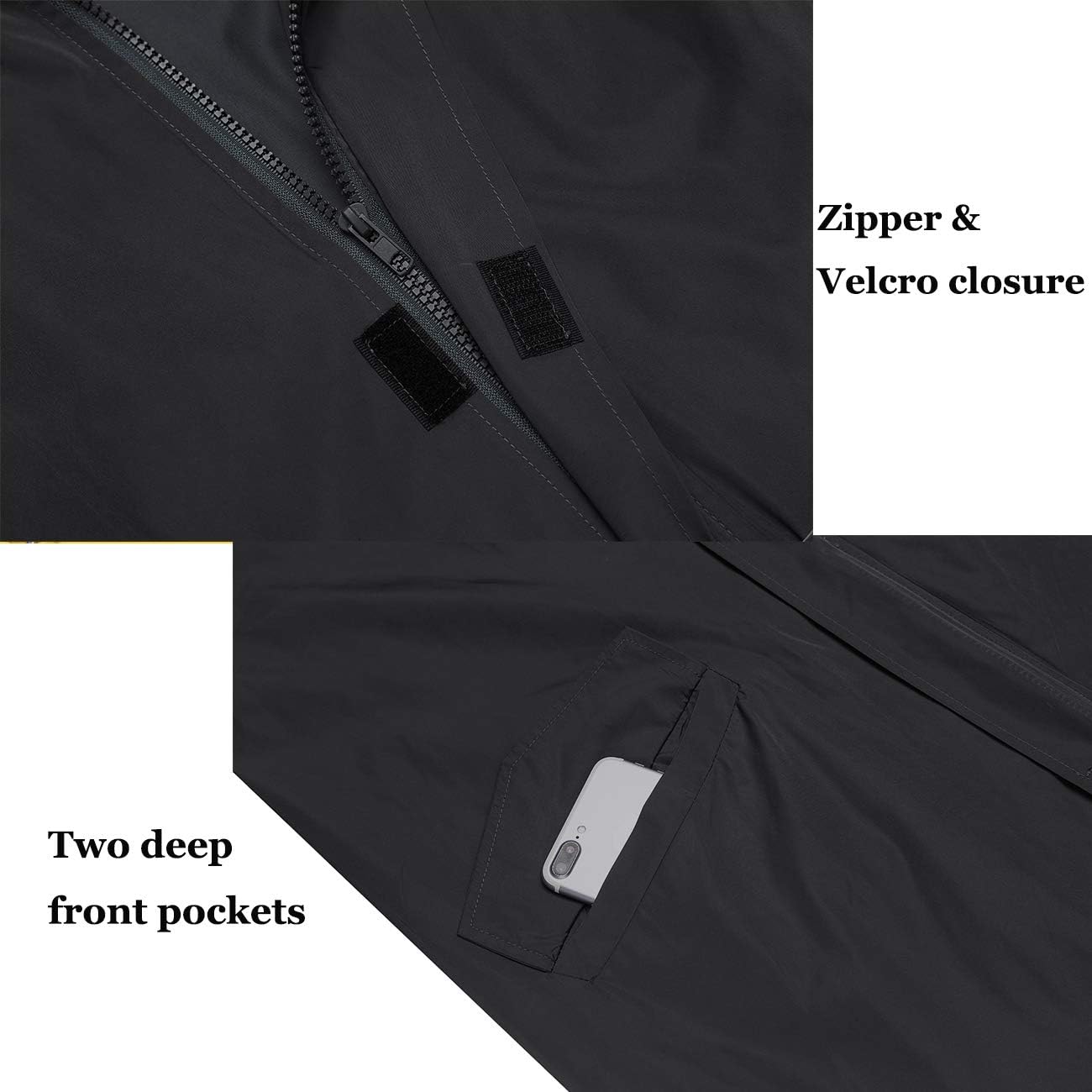 ZEGOLO Men's Raincoats Waterproof Windbreaker Lightweight Active Outdoor Full Zip Hooded Long Rain Jacket at  Men’s Clothing store