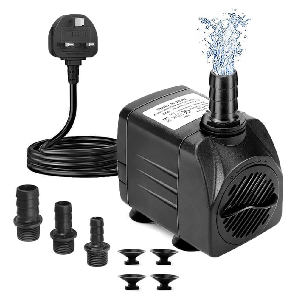 KINGYEENUO Aquarium Pump, Water Pump, Pond Pump, Submersible Pump 25W, 400GPH(1500L/H), 3 Nozzles, with 8.2ft High Lift, Ultra Quiet Water Pump for Aquariums, Fish Tank, Pond Fountain, Hydroponics
