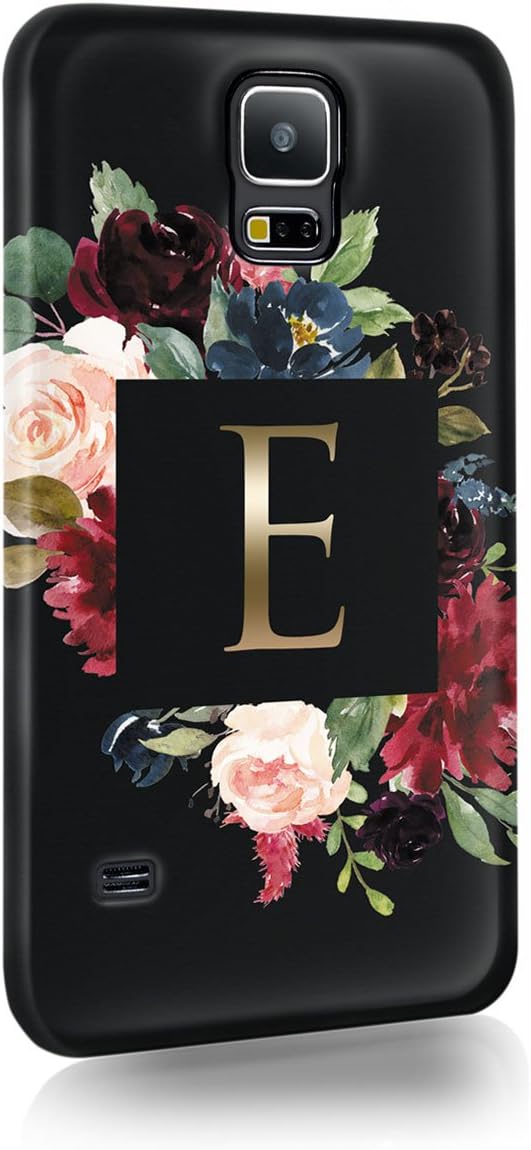 Personalised Samsung Galaxy S6 Edge Tirita Hard Case Cover PRINTED GLITTER, NOT REAL GLITTER Floral Flowers Gold Monogram Spring Custom Initials Name Bling