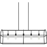 HomePlace Lighting 825751MB Aubrey Retro/Vintage Open Frame Island Pendant Light, 5-Light 500 Total Watts, 15" H x 46" W, Mat