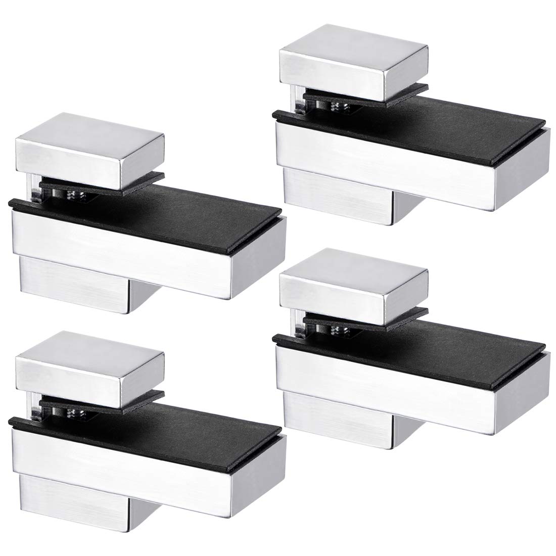 sourcing map Glass Shelf Bracket Wall Mount Adjustable Zinc Alloy Brushed Nickel Support for 4-15mm Thickness 4pcs