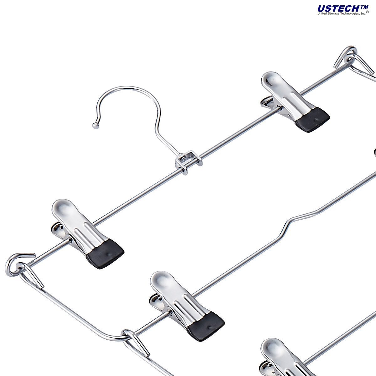 USTECH 6 Tier Skirt Pants Hanger Chrome Metal Organizer 5 Pack Clothes