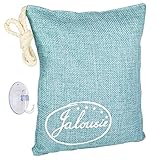 500g Jalousie Air Purifying Activated Bamboo Charcoal Bag Odor Removal for Kitchen Pet Car Closet Basement Prevent Mold Mildew Dehumidify- Hook Included for Hanging (Blue)