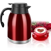 54oz Thermal Coffee Carafe, Stainless Steel Insulated Thermal, Double Wall Vacuum Flask, Small Coffee Carafe for Keeping Hot or Cold Drinks, Coffee, Tea (Bright Red)