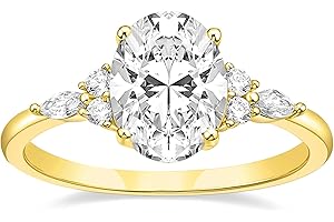 TIGRADE 3CT Engagement Ring Oval Cut Cubic Zirconia Marquise Round CZ Eternity Wedding Band for Women Size 3-12