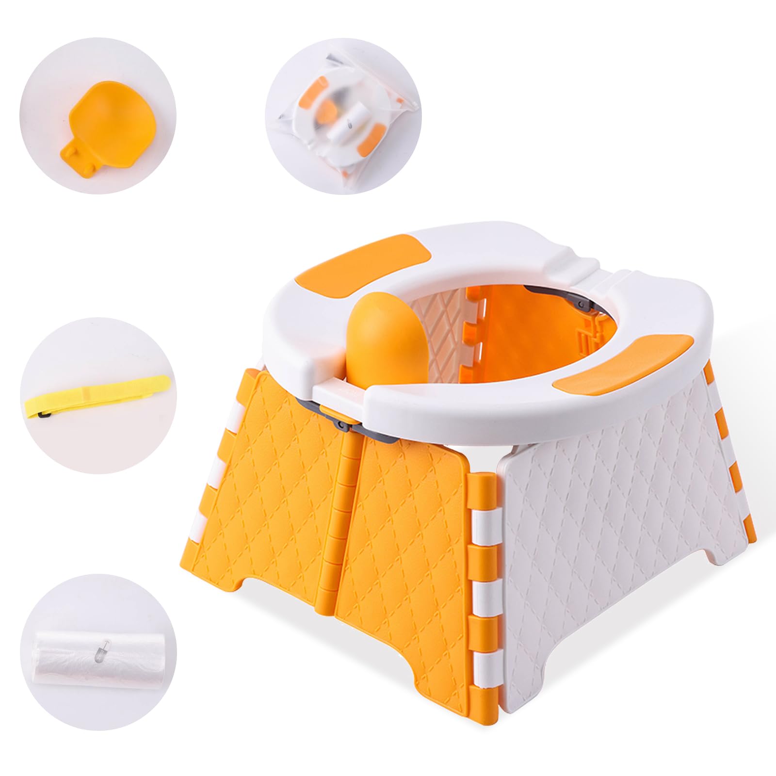 Photo 1 of Portable Potty for Toddler Travel, Kids Travel Potty Training Chair with Travel Bag, Baby Potty Training Toilet for Outdoor and Indoor Easy to Clean(Orange) by Yszawmx, Includes 30 Replacement Bags
