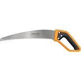 Fiskars 15" PowerTooth D-Handle Hand Saw, Razor-Sharp Stainless Steel Blade | Ergonomic SoftGrip Handle for Comfort and Control, Heavy-Duty Hand Saw