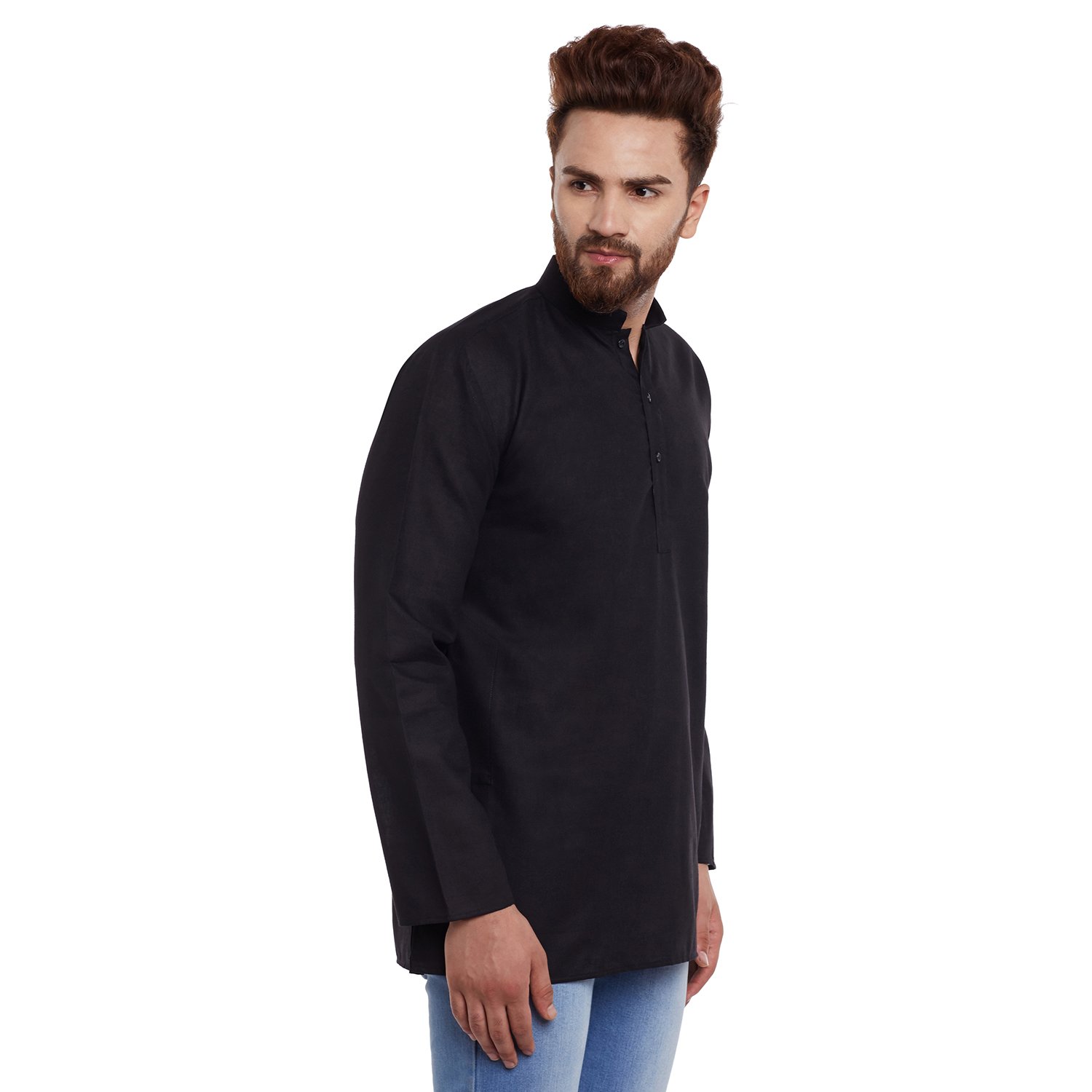 sojanya (since 1958), men's cotton linen short kurtas