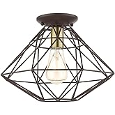 Livex Lighting, 46248-07, Knox, Semi-Flush, Bronze with Antique Brass Accent
