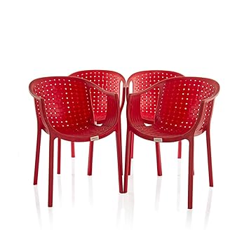 Varmora Designer Chair Set of 4 (Ola Netted - Red)