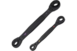 Klein Tools 68216M 4-in-1 Ratcheting Wrench Set, 2-Piece, Eight Metric Hex Sizes, 8mm x 10mm, 12mm x 13mm, 14mm x 15mm, and 1