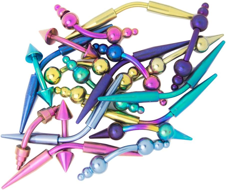 BodyJewelryonline Eyebrow Cartilage Piercing 14ga Solid Titanium - 20 Assorted Colors and Designs