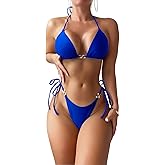 Palmipeta Cheeky Triangle Bikini Sets for Women Sexy String Bathing Suit 2 Piece