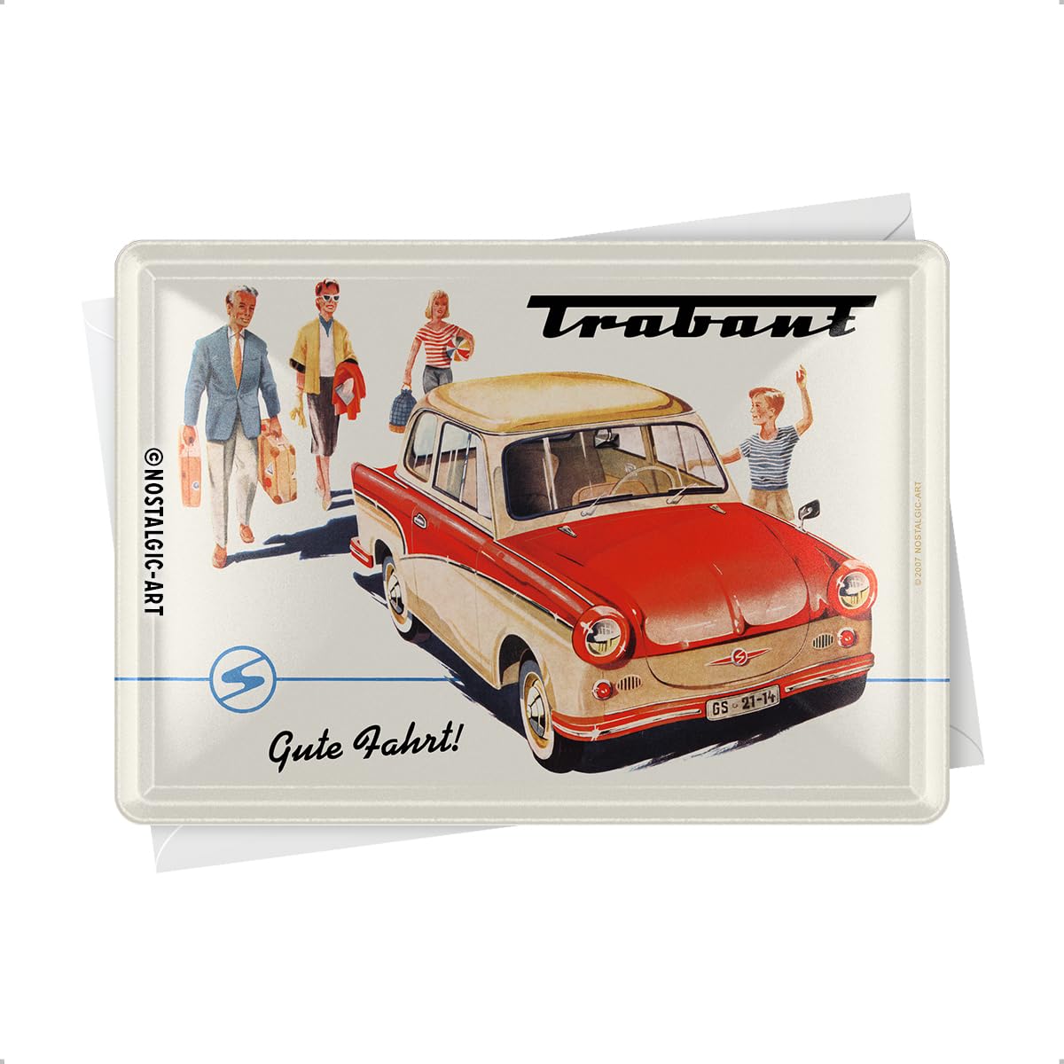 Nostalgic-Art 16325 Trabant good Journey Blechpostkarte, 10 x 14 CM