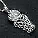 UNAPHYO Men's Stainless Steel Silver Hip Hop Diamond Mini Basketball Rim Pendant Charms Necklace 24 Inches Chain