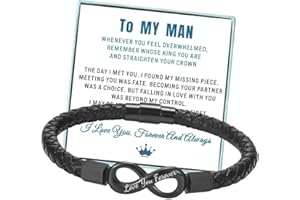 Coolvy To My Man Straighten Your Crown Bracelet for Husband Boyfriend Mens Braided Leather Bracelets Valentine Birthday Christmas Gifts for Him
