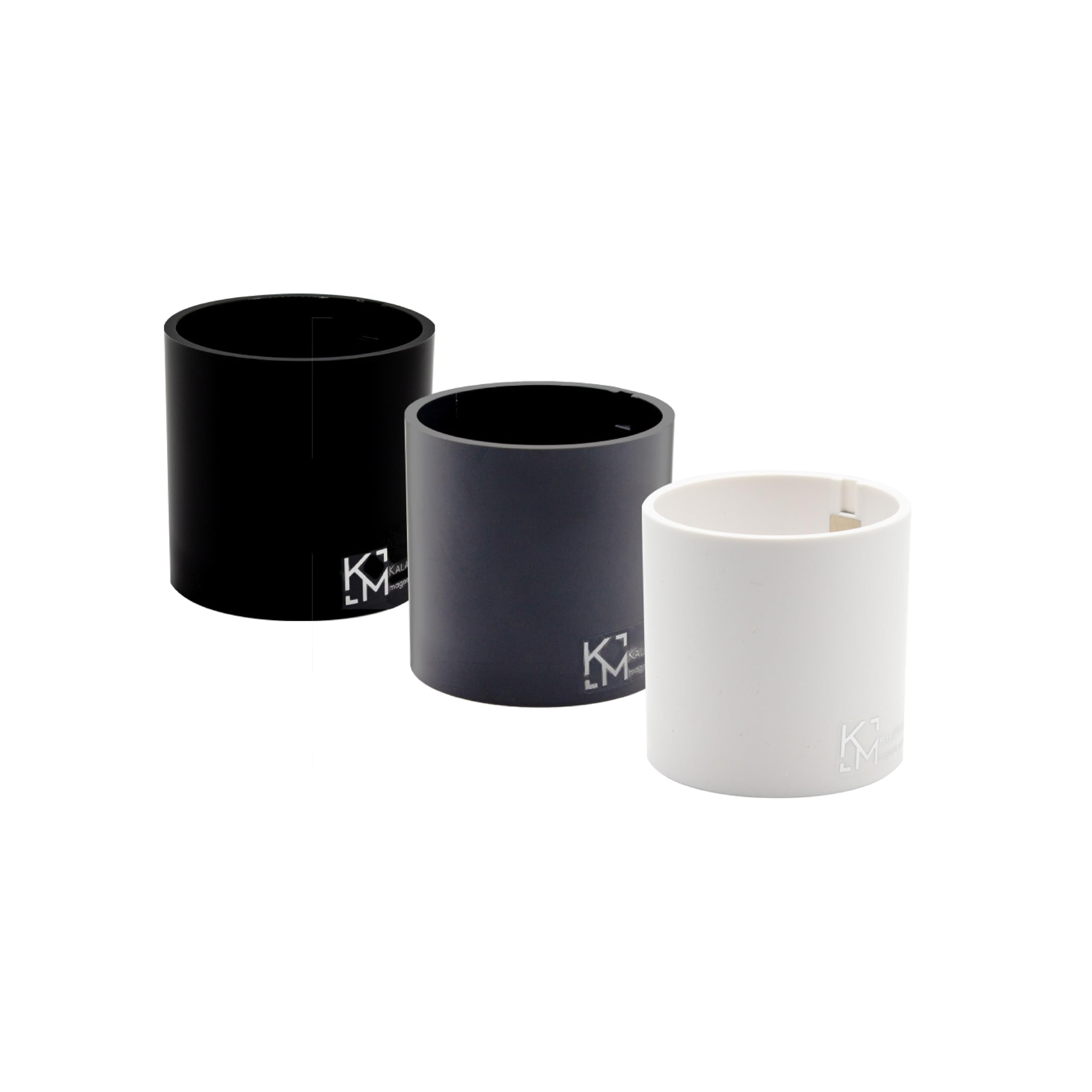 KalaMitica - Set of 3 Magnetic Cylinders 6.5cm - White, Lead, Black - Storage container or magnetic container with powerful magnet for magnetic wall paintings — image 1
