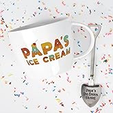 Josephine on Caffeine Papa's Ice Cream Bowl and Spoon - Ideal Father's Day, Christmas or Birthday Gift