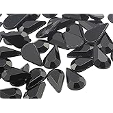 Allstarco 10x6mm Flat Back Teardrop Acrylic Rhinestones Plastic Gems for Jewelry Making Costume Jewels Cosplay Card Making Embelishments Crafts - 100 Pieces (Black Jet A11)