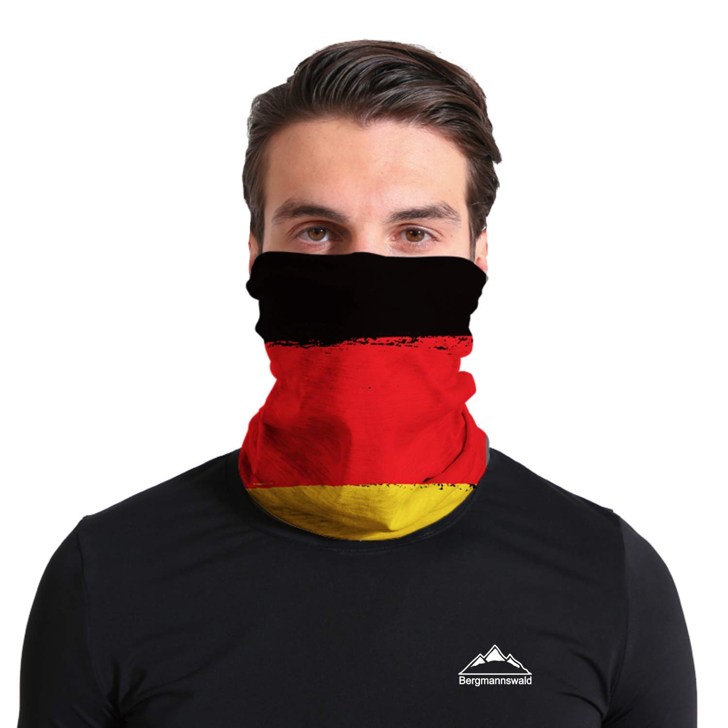 Bergmannswald® Sewn-on multifunctional scarf, breathable and flexible, ideal for sports, travelling or motorcycling (Germany flag, pack of 1).