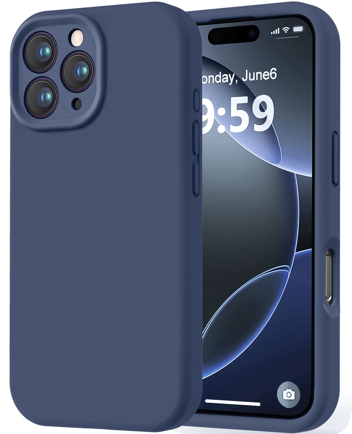 Photo 1 of LOVE 3000 Designed for iPhone 16 Pro Case, Premium Silicone with [Soft Anti-Scratch Microfiber Lining] Shockproof Protective Phone Case for Men Women Girls 6.3", Navy Blue