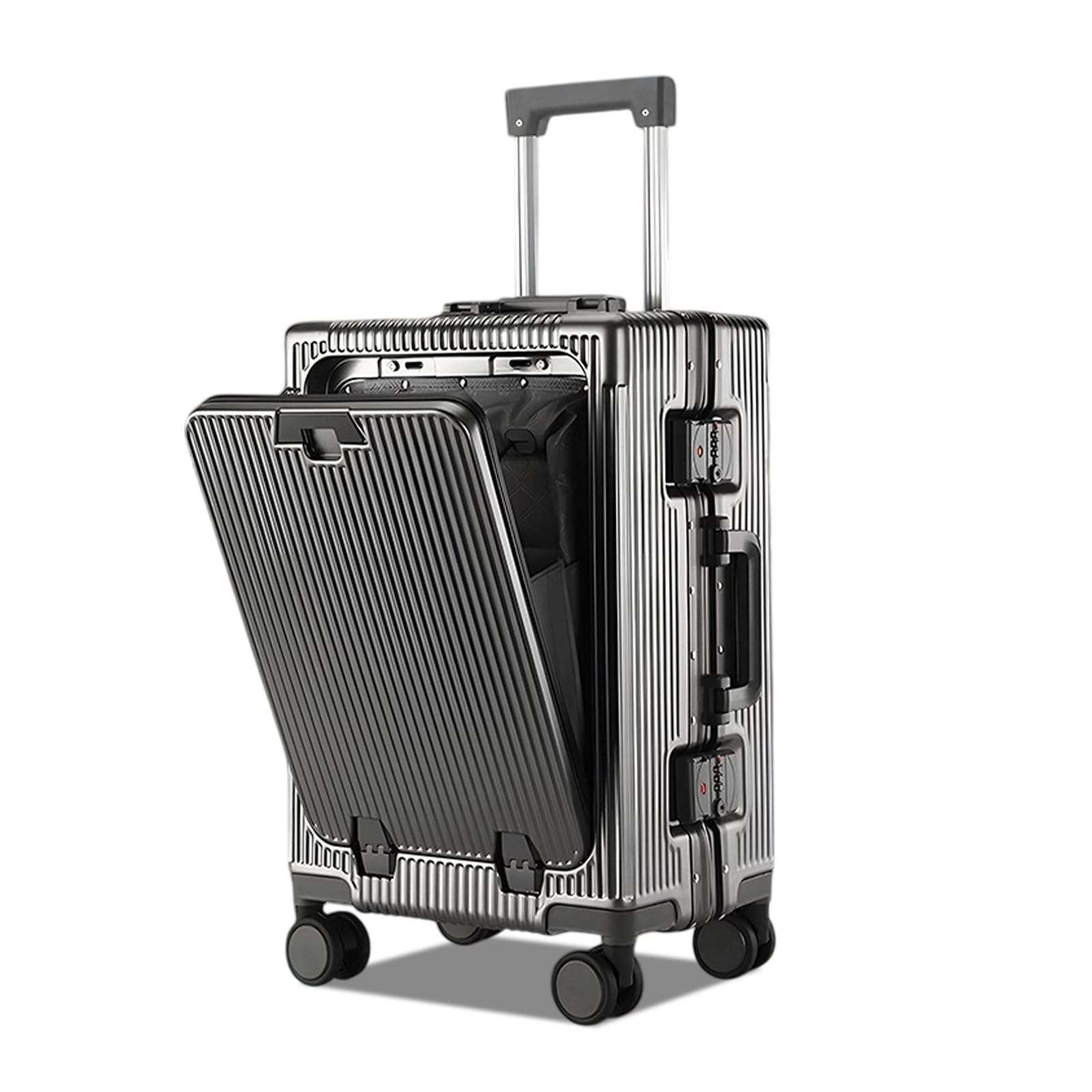 Simcat All Aluminum Carry On Suitcase, Aluminum Hard Shell Luggage, Airline Approved Carry On Suitcase with TSA Locks, Wheels (Silver,24 pollici