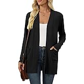 Kinnette Women's Long Sleeve Cardigan Lightweight Casual Open Front Cardigans with Pockets