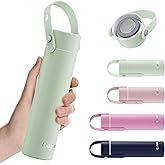 Exllena 【Upgraded】 Small Insulated Water Bottle 10oz with Adjustable Silicone Handle– Leakproof - Small Flask for Hot & Cold Drinks, Ideal for Purse, Lunchbox...(Mint Chill)