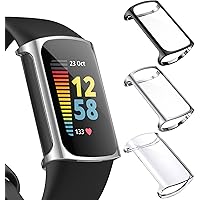 CAVN 3-Pack Screen Protector Case Compatible with Fitbit Charge 5, Full Coverage Soft TPU Protective Screen Cover Saver…